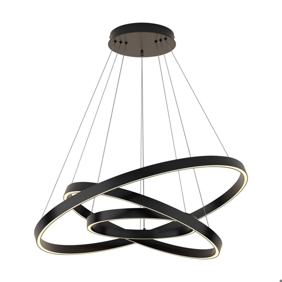 Maytoni rim lampadario moderno nero con 3 cerchi led 3000k