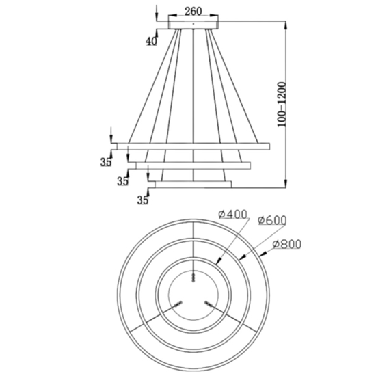 Maytoni rim lampadario moderno nero circolare led 4000k