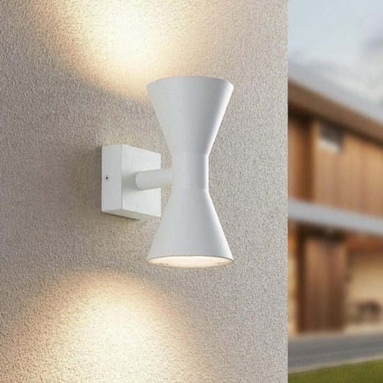 Applique da esterno luce biemissione moderna bianca