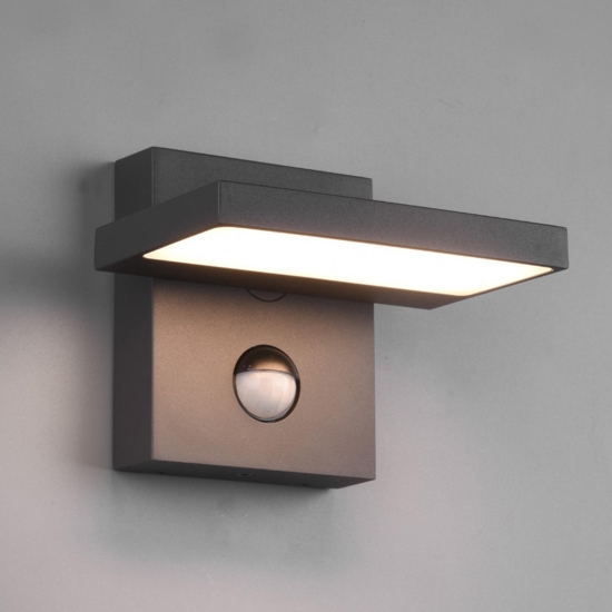 Applique da esterno orientabile antracite moderna 8w 3000k con sensore di movimento