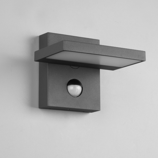 Applique da esterno orientabile antracite moderna 8w 3000k con sensore di movimento