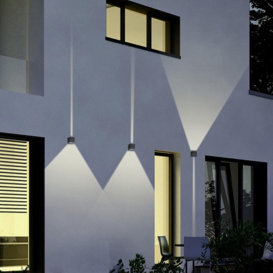 Applique cubo da esterno antracite moderna led 6w 3000k