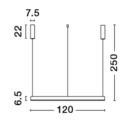 Lampadario anello led 120cm nero 72w 3000k dimmerabile