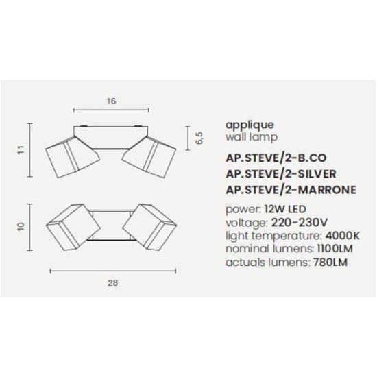 Ap steve ondaluce applique da esterno led 12w 4000k orientabili