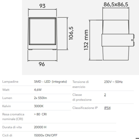 Applique antracite da esterno moderna 9w 3000k