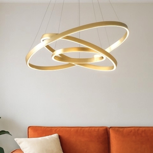 Maytoni rim lampadario moderno tondo colore oro led 3000k