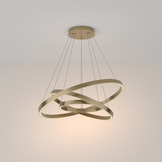 Maytoni rim lampadario moderno tondo colore oro led 3000k