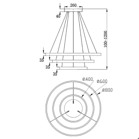 Maytoni rim lampadario moderno tondo colore oro led 3000k