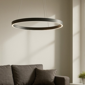 Maytoni rim lampadario tondo moderno nero led 4000k