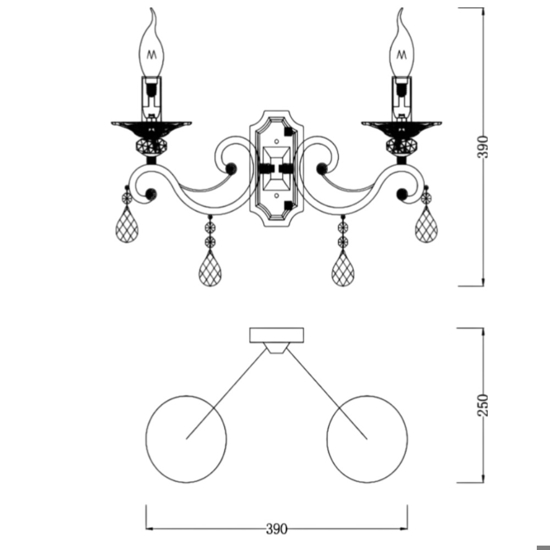Maytoni grace applique da parete effetto ferro battuto