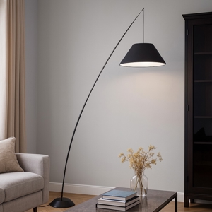 Maytoni campanula lampada da terra minimal paralume conico in tessuto