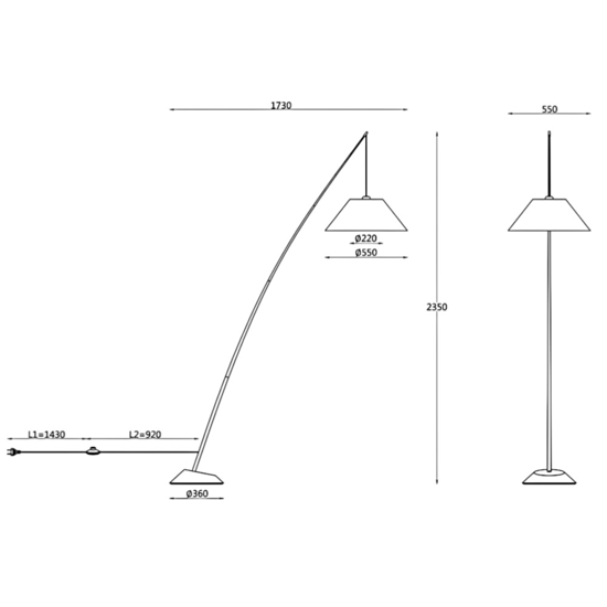 Maytoni campanula lampada da terra minimal paralume conico in tessuto