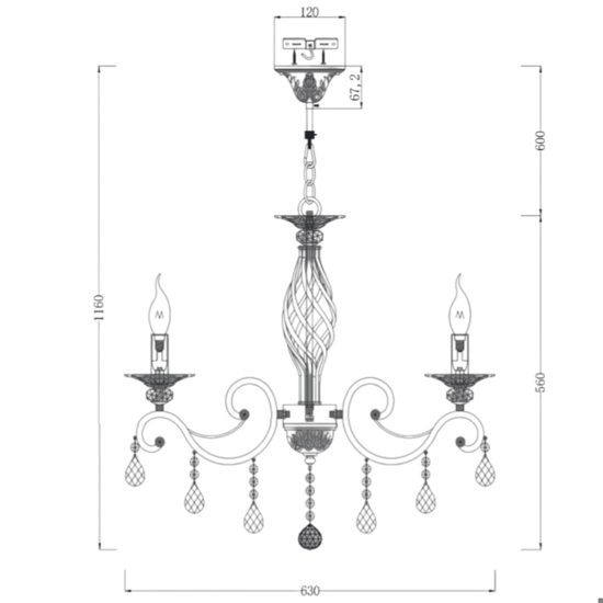 Maytoni grace lampadario con pendenti 6 luci