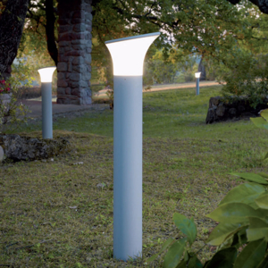 Lampione da giardino 50cm design moderno grigio alluminio ip44