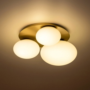 Ninfea pl3 ideal lux plafoniera ottone 3 sfere vetro bianco per interni