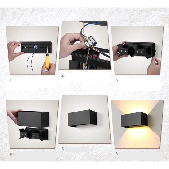 Applique da esterno nero led 24w 4000k rettangolare fasci luce orientabili
