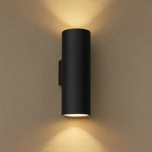 Applique moderna cilindro nero da parete per interni