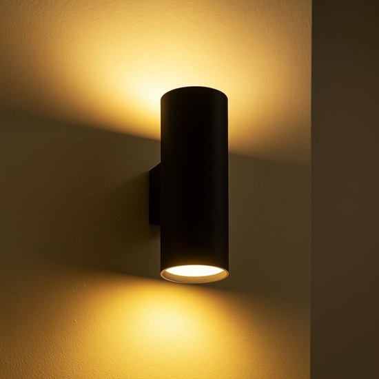 Applique moderna cilindro nero da parete per interni