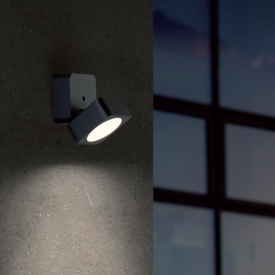 Faretto da esterno grafite quadrato luce orientabile led 4000k