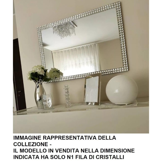Specchio di vetro 40x60 rettangolare cornice di cristalli