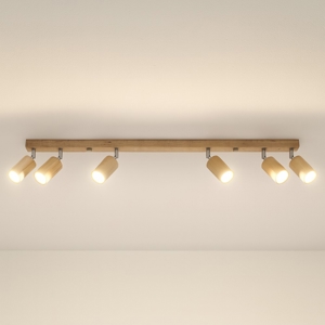 Plafoniera di legno 120cm con 6 faretti orientabili
