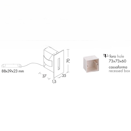 Segnapasso da incasso bianco led 3w 3000k taglio di luce