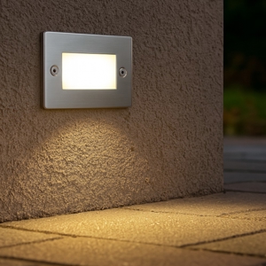 Segnapasso led da esterno 1w 3000k ip65 incasso parete acciaio inox rettangolare