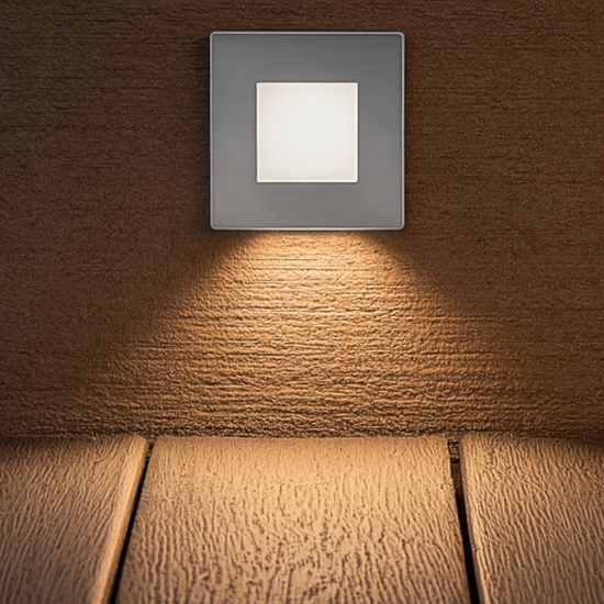 Segnapasso led da esterno incasso parete 3000k quadrato acciaio inox