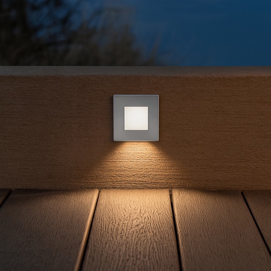Segnapasso led da esterno incasso parete 3000k quadrato acciaio inox