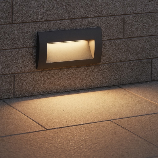 Segnapasso led per esterni 3w 3000k ip65 incasso parete rettangolare antracite