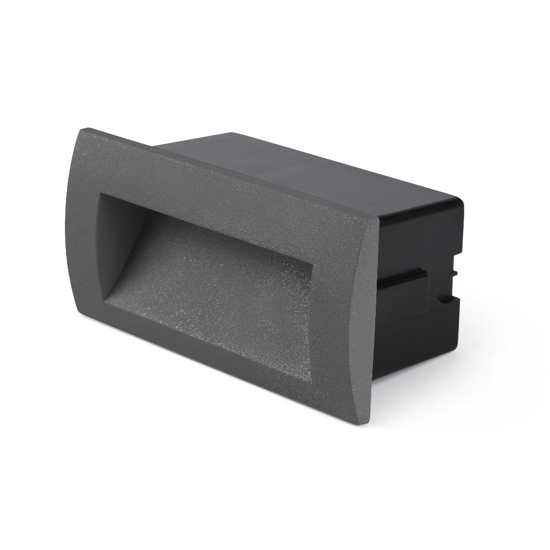 Segnapasso led per esterni 3w 3000k ip65 incasso parete rettangolare antracite