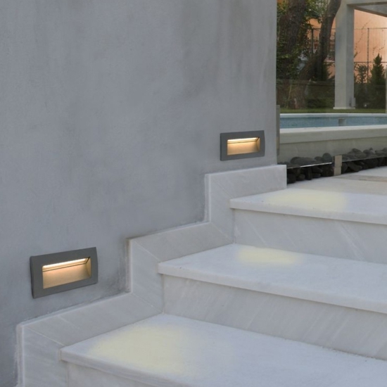 Segnapasso led per esterni 3w 3000k ip65 incasso parete rettangolare antracite