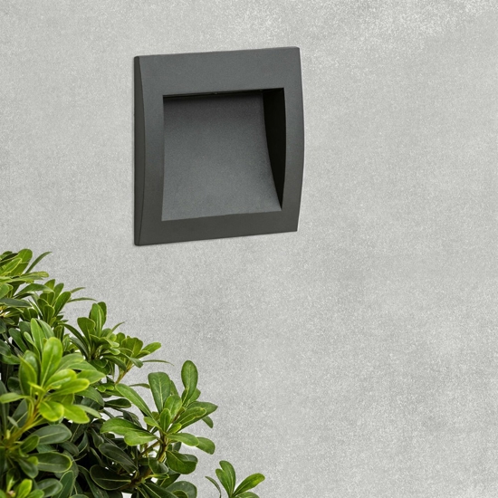 Segnapasso led 3w 3000k da incasso quadrato antracite per esterno