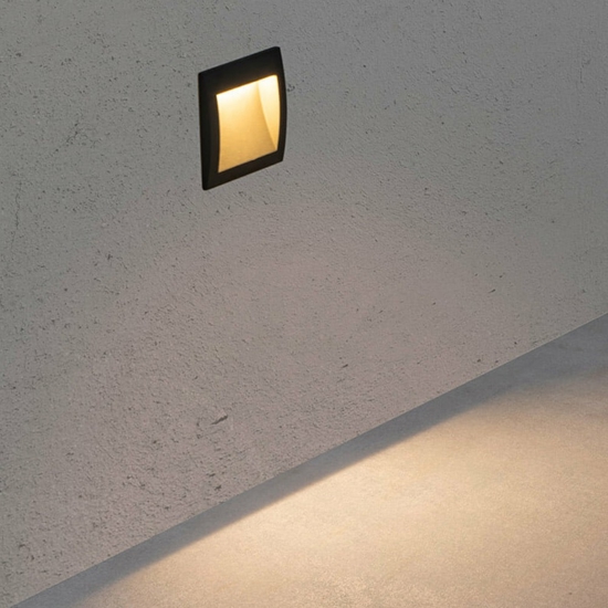 Segnapasso led 3w 3000k da incasso quadrato antracite per esterno