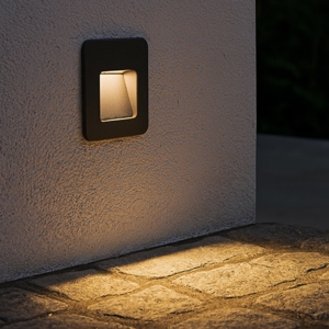 Segnapasso da esterno led 3w 3000k ip44 da incasso parete quadrato