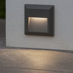 Segnapasso per esterno led antracite 1w 3000k ip65 da parete quadrato