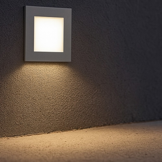 Segnapasso led 1w 4000k grigio incasso da parete per interni fp