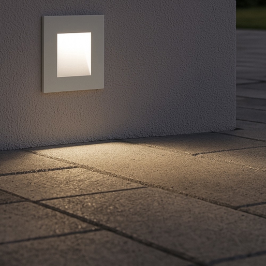 Segnapasso da parete per esterno led3w 3000k bianco quadrato ip65 con driver