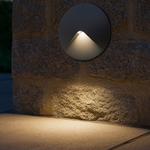 Segnapasso led per esterni da incasso a parete 2w 3000k ip44  antracite rotondo
