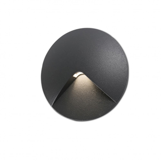 Segnapasso led per esterni da incasso a parete 2w 3000k ip44  antracite rotondo