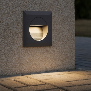 Segnapasso led per esterno 1,2w 4000k antracite incasso parete ip44 quadrato