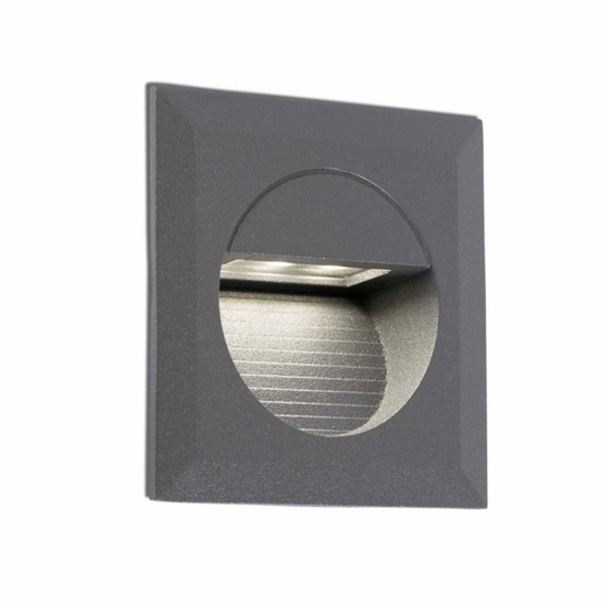 Segnapasso led per esterno 1,2w 4000k antracite incasso parete ip44 quadrato