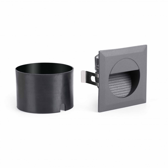 Segnapasso led per esterno 1,2w 4000k antracite incasso parete ip44 quadrato