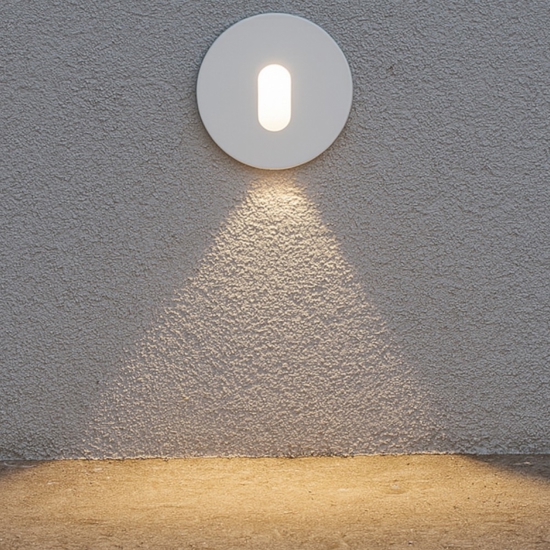 Segnapasso led 3w 3000k cri90 rotondo bianco da incasso