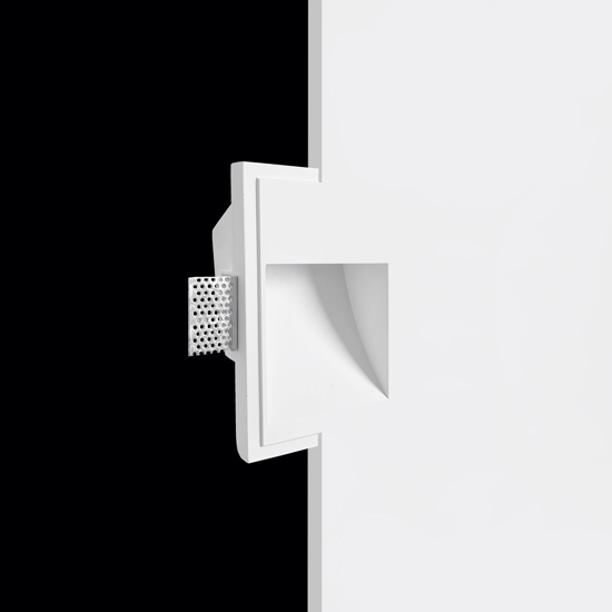 Segnapasso di gesso da incasso a scomparsa bianco g9 led