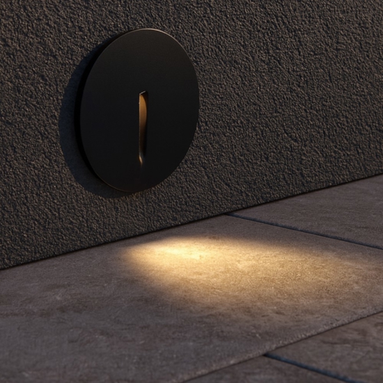 Maytoni segnapasso lock nero led per esterno da incasso 3w 3000k