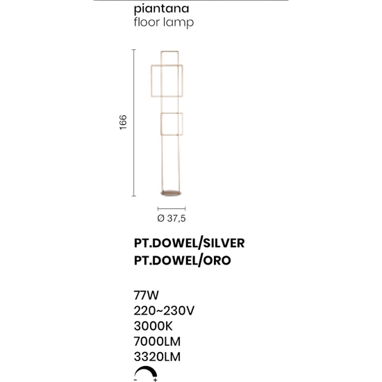 Lampada da terra pt dowel oro ondaluce design moderna
