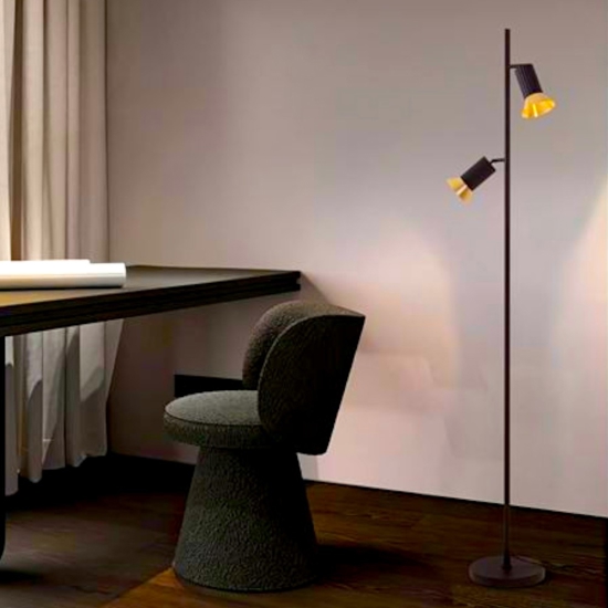 Lampada da terra moderna orientabile due luci