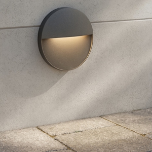 Segnapasso led per esterno a parete rotondo grafite ip65