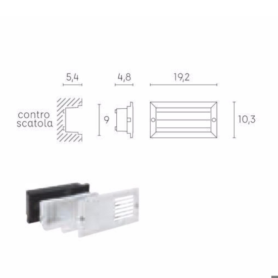 Segnapasso led incasso parete per esterno 10w 3000k ip54 nero